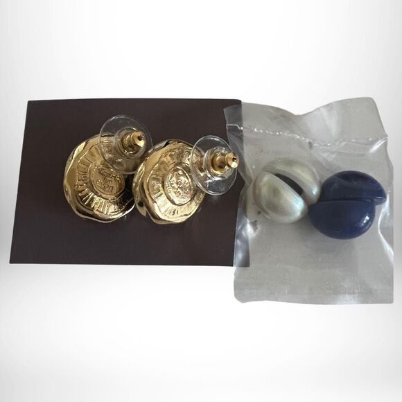 Rare 1984 Kenneth Jay Lane Signed Color Attraction Earrings 9ct. Gold- NIB - Picture 3 of 5